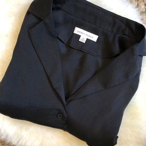 Silky Black Crop Button Down